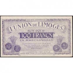 87 - Limoges - Union de Limoges - 100 francs - Type C - (1920-1935) - Etat : TTB+