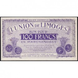 87 - Limoges - Union de Limoges - 100 francs - Type C - (1920-1935) - Etat : SUP
