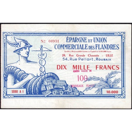 59 - Epargne et Union commerciale des Flandres - 100 nouveaux francs - Série A1 - (1959-1961) - Etat : TTB+