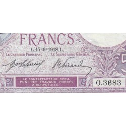 F 03-02 - 17/09/1918 - 5 francs - Violet - Série O.3683 - Etat : TTB