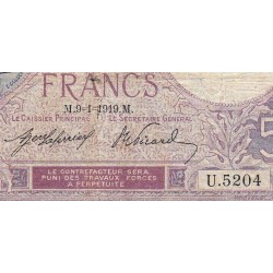 F 03-03 - 09/01/1919 - 5 francs - Violet - Série U.5204 - Etat : TB-