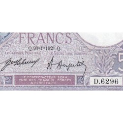 F 03-05 - 20/01/1921 - 5 francs - Violet - Série D.6296 - Etat : SUP+