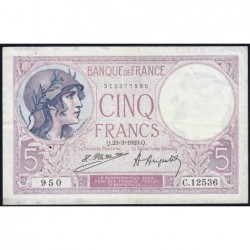F 03-07 - 23/03/1923 - 5 francs - Violet - Série C.12536 - Etat : TTB