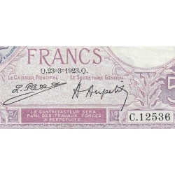 F 03-07 - 23/03/1923 - 5 francs - Violet - Série C.12536 - Etat : TTB