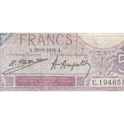 F 03-08 - 29/08/1924 - 5 francs - Violet - Série E.19465 - Etat : B+