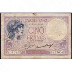 F 03-17 - 01/06/1933 - 5 francs - Violet - Série B.55606 - Etat : TB-