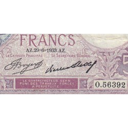 F 03-17 - 29/06/1933 - 5 francs - Violet - Série O.56392 - Etat : TTB