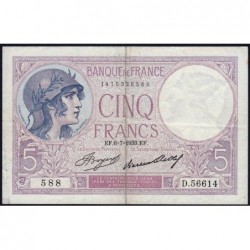 F 03-17 - 06/07/1933 - 5 francs - Violet - Série D.56614 - Etat : TTB
