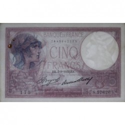 F 03-17 - 07/09/1933 - 5 francs - Violet - Série S.57626 - Etat : SUP