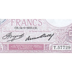 F 03-17 - 14/09/1933 - 5 francs - Violet - Série T.57729 - Etat : SUP+