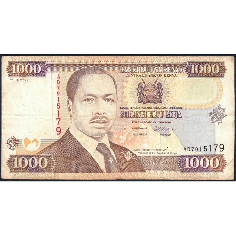 Kenya - Pick 34b - 1'000 shillings - Série AD - 01/07/1995 - Etat : TB+