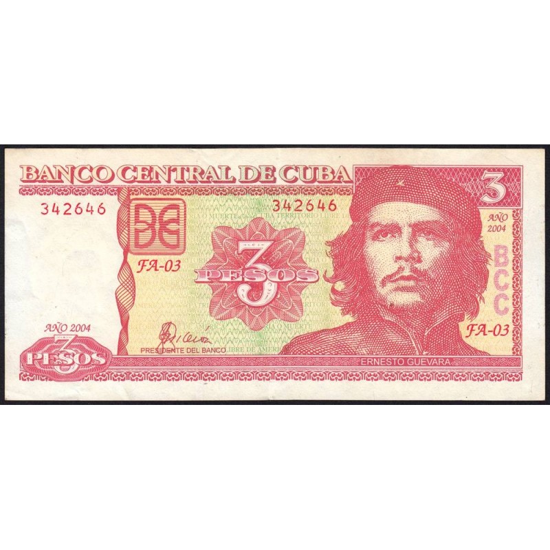 Cuba - Pick 127a - 3 pesos - Série FA-03 - 2004 - Etat : TTB