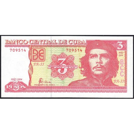 Cuba - Pick 127a - 3 pesos - Série FA-33 - 2004 - Etat : NEUF