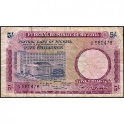 Nigéria - Pick 6 - 5 shillings - Série A/44 - 1967 - Etat : TB