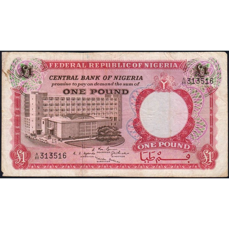Nigéria - Pick 8 - 1 pound - Série A/88 - 1967 - Etat : TB