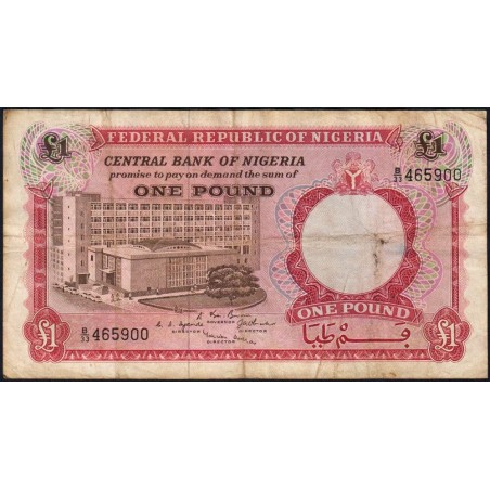 Nigéria - Pick 8 - 1 pound - Série B/33 - 1967 - Etat : TB-