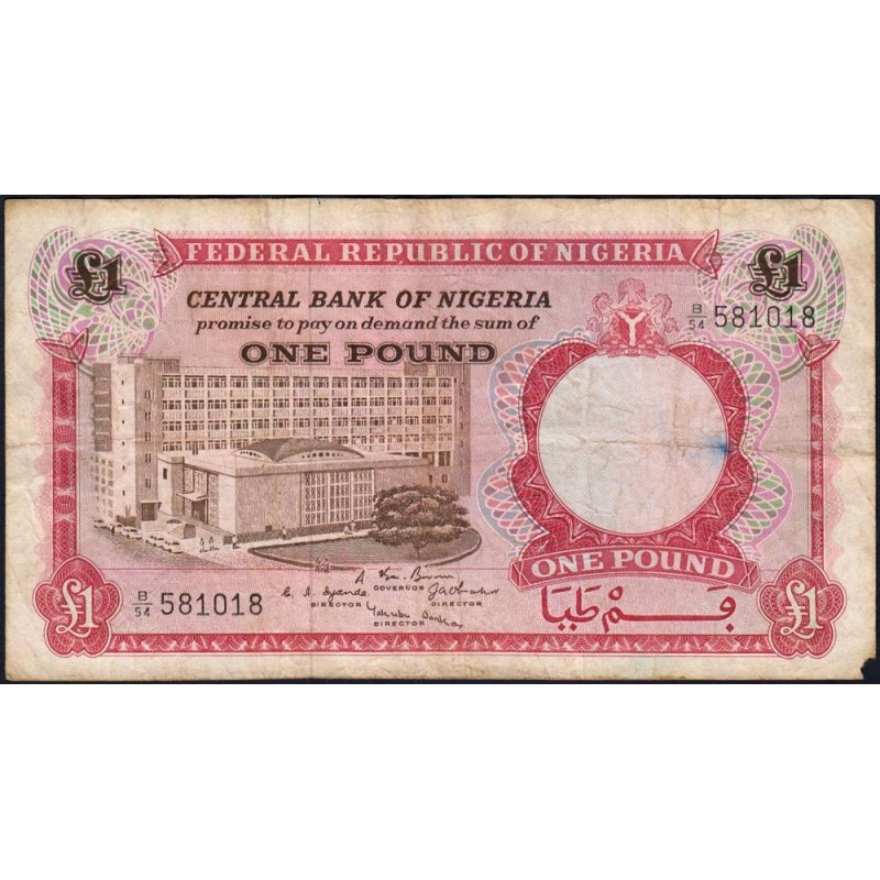 Nigéria - Pick 8 - 1 pound - Série B/54 - 1967 - Etat : TB+