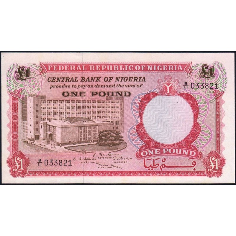 Nigéria - Pick 8 - 1 pound - Série B/61 - 1967 - Etat : pr.NEUF