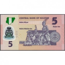 Nigéria - Pick 38a - 5 naira - Série QS - 2009 - Polymère - Etat : NEUF