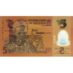 Nigéria - Pick 38b_2 - 5 naira - Série XR - 2009 - Polymère - Etat : NEUF