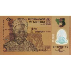 Nigéria - Pick 38c - 5 naira - Série BP - 2011 - Polymère - Etat : NEUF