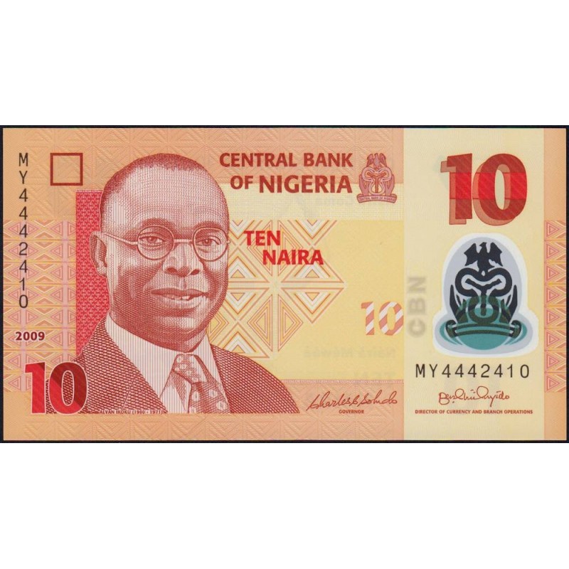 Nigéria - Pick 39a_1 - 10 naira - Série MY - 2009 - Polymère - Etat : NEUF