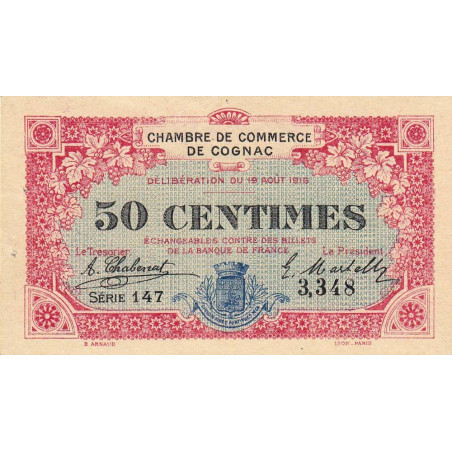 Cognac - Pirot 49-1 - 50 centimes - Série 147 - 19/08/1916 - Etat : SUP