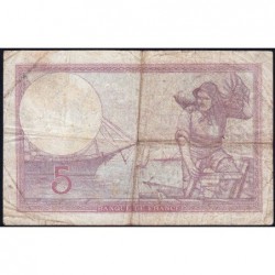 F 04-05 - 10/08/1939 - 5 francs - Violet modifié - Série O.60799 - Etat : TB-