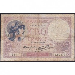 F 04-08 - 14/09/1939 - 5 francs - Violet modifié - Série J.62373 - Etat : B