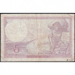 F 04-08 - 14/09/1939 - 5 francs - Violet modifié - Série W.62468 - Remplacement - Etat : TB-