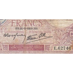 F 04-09 - 21/09/1939 - 5 francs - Violet modifié - Série E.62746 - Etat : B