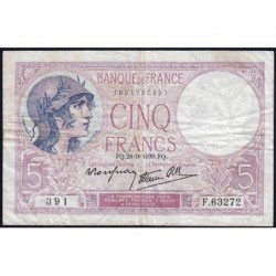 F 04-10 - 28/09/1939 - 5 francs - Violet modifié - Série F.63272 - Etat : TB+