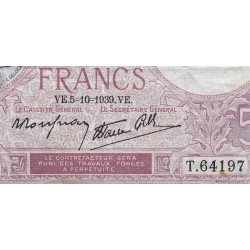 F 04-11 - 05/10/1939 - 5 francs - Violet modifié - Série T.64197 - Etat : TB+