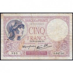 F 04-12 - 19/10/1939 - 5 francs - Violet modifié - Série S.64734 - Etat : TB