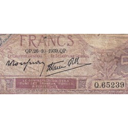 F 04-13 - 26/10/1939 - 5 francs - Violet modifié - Série Q.65239 - Etat : B