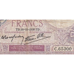 F 04-13 - 26/10/1939 - 5 francs - Violet modifié - Série C.65300 - Etat : B