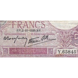 F 04-14 - 02/11/1939 - 5 francs - Violet modifié - Série Y.65845 - Etat : TB+
