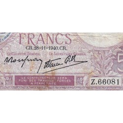 F 04-15 - 28/11/1940 - 5 francs - Violet modifié - Série Z.66081 - Etat : B+