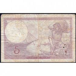 F 04-15 - 28/11/1940 - 5 francs - Violet modifié - Série T.66396 - Etat : B+