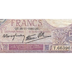 F 04-15 - 28/11/1940 - 5 francs - Violet modifié - Série T.66396 - Etat : B+