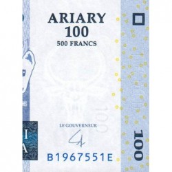 Madagascar - Pick 86b - 100 ariary - 500 francs - Série B E - 2004 (2007) - Etat : NEUF