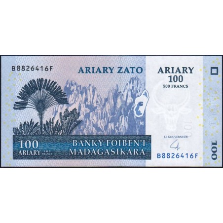 Madagascar - Pick 86b - 100 ariary / 500 francs - Série B F - 2004 (2007) - Etat : NEUF