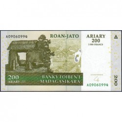 Madagascar - Pick 87b - 200 ariary - 1'000 francs - Série A Q - 2004 (2007) - Etat : NEUF