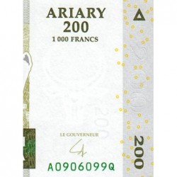 Madagascar - Pick 87b - 200 ariary - 1'000 francs - Série A Q - 2004 (2007) - Etat : NEUF