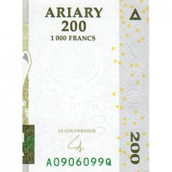 Madagascar - Pick 87b - 200 ariary / 1'000 francs - Série A Q - 2004 (2007) - Etat : NEUF