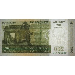 Madagascar - Pick 87b - 200 ariary - 1'000 francs - Série B D - 2004 (2007) - Etat : NEUF