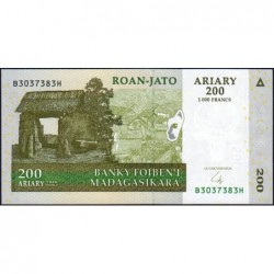 Madagascar - Pick 87b - 200 ariary - 1'000 francs - Série B H - 2004 (2007) - Etat : NEUF
