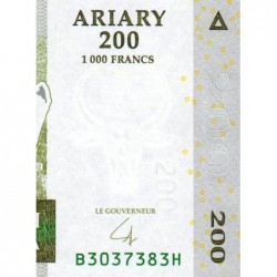 Madagascar - Pick 87b - 200 ariary - 1'000 francs - Série B H - 2004 (2007) - Etat : NEUF