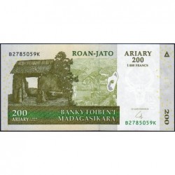 Madagascar - Pick 87b - 200 ariary - 1'000 francs - Série B K - 2004 (2007) - Etat : NEUF