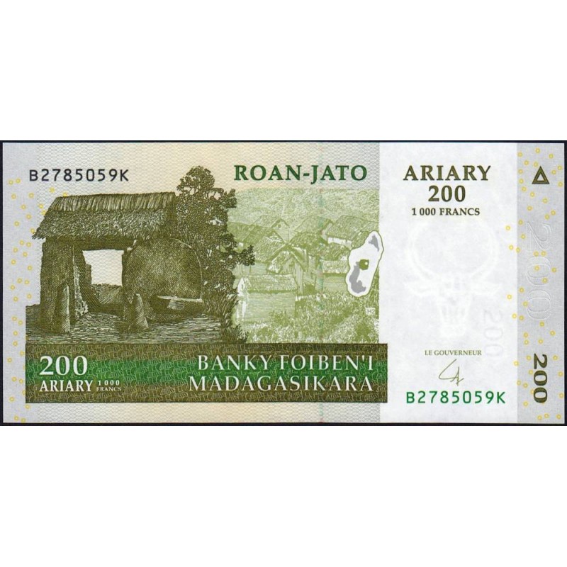 Madagascar - Pick 87b - 200 ariary - 1'000 francs - Série B K - 2004 (2007) - Etat : NEUF